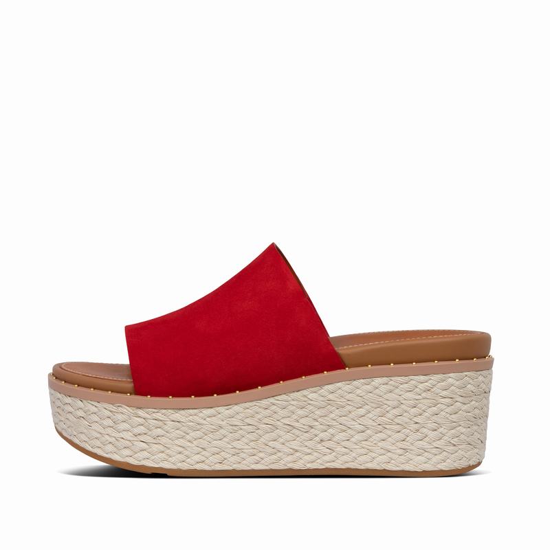 FitFlop Eloise Suede Espadrille Rot - FitFlop Keilsandalette Damen Schweiz [JRHM-64125]